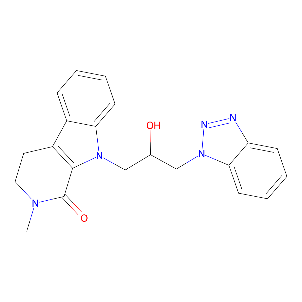 9-(3-(1H-benzo[d][1,2,3]triazol-1-yl)-2-hydroxypropyl)-2-methyl-2,3,4,9-tetrahydro-1H-pyrido[3,4-b]indol-1-one molecular structure, CAS 796879-99-7