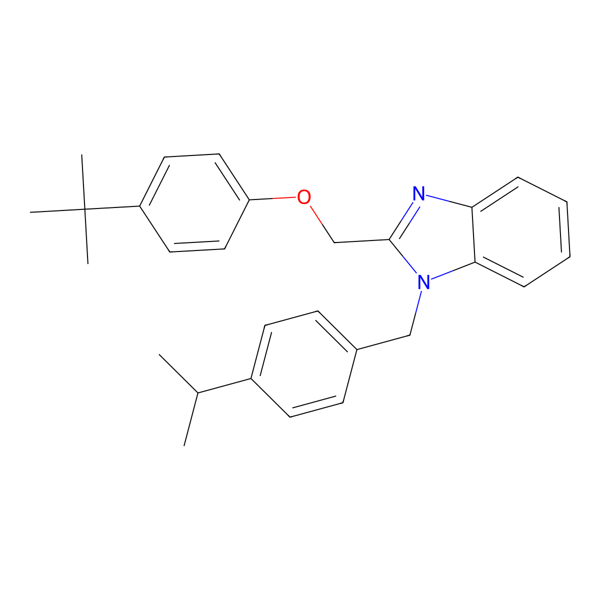 2-((4-(tert-butyl)phenoxy)methyl)-1-(4-isopropylbenzyl)-1H-benzo[d]imidazole molecular structure, CAS 796880-33-6