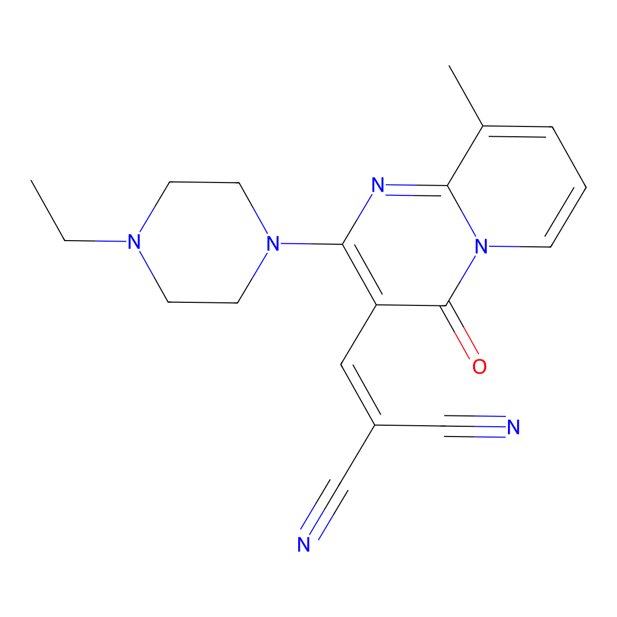 2-[[2-(4-Ethylpiperazin-1-yl)-9-methyl-4-oxopyrido[1,2-a]pyrimidin-3-yl]methylidene]propanedinitrile molecular structure, CAS 796880-86-9