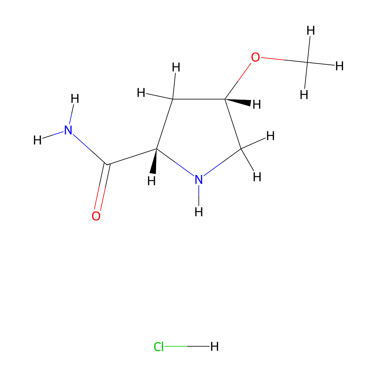 (2S,4S)-4-methoxypyrrolidine-2-carboxamide hydrochloride molecular structure, CAS 796884-05-4