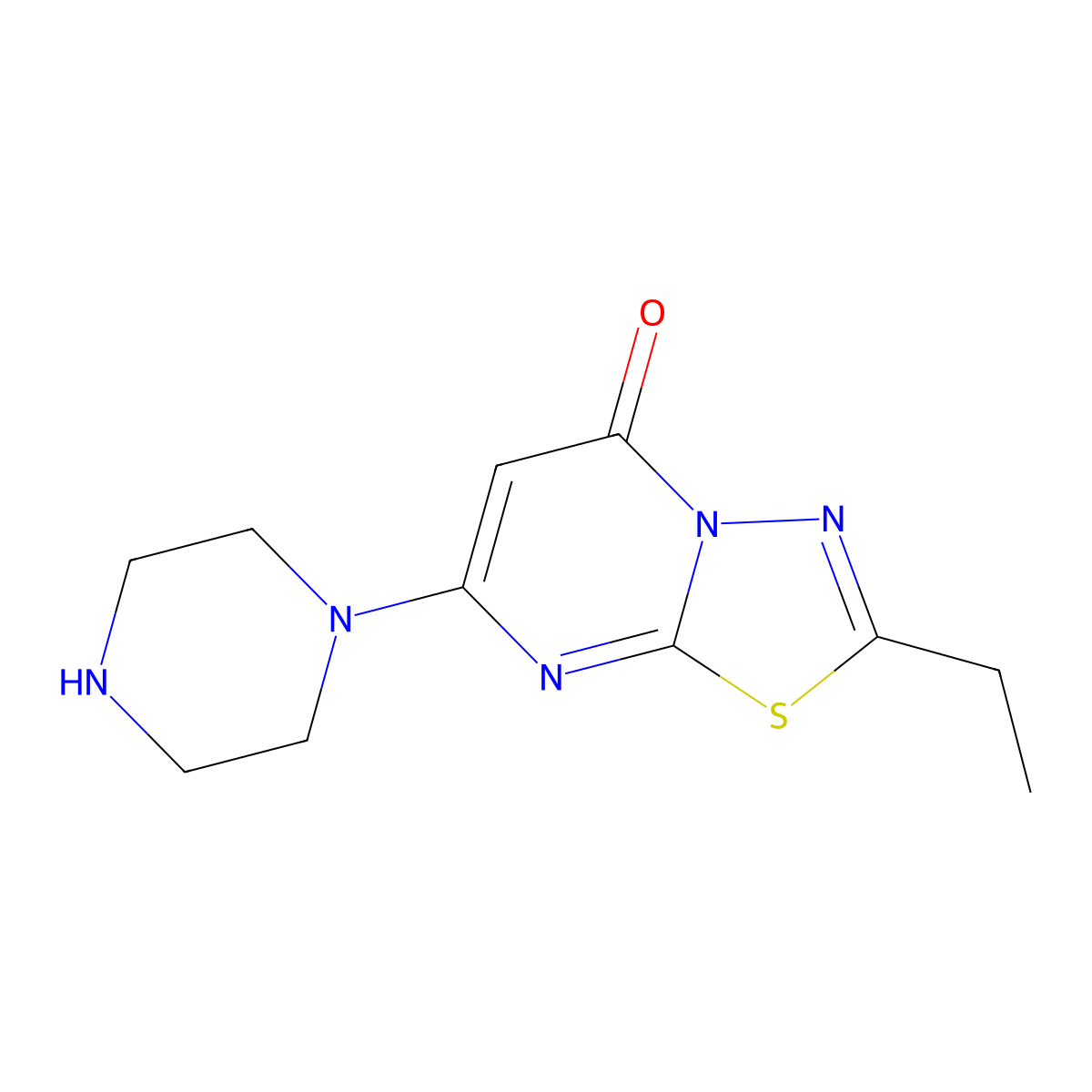 2-Ethyl-7-Piperazin-1-Yl-5h-[1,3,4]thiadiazolo[3,2-A]pyrimidin-5-One molecular structure, CAS 796886-30-1