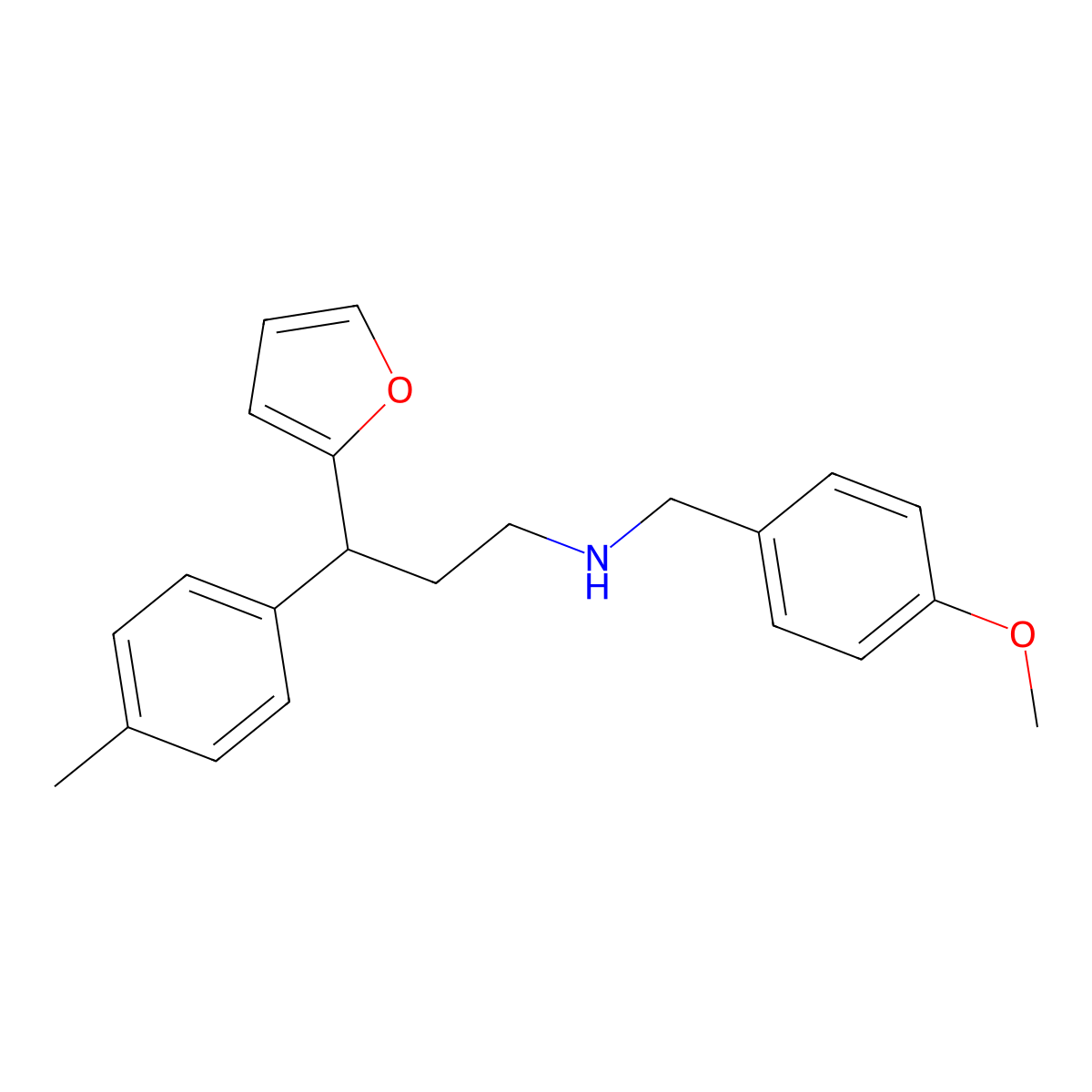 3-(furan-2-yl)-N-[(4-methoxyphenyl)methyl]-3-(4-methylphenyl)propan-1-amine molecular structure, CAS 796887-10-0