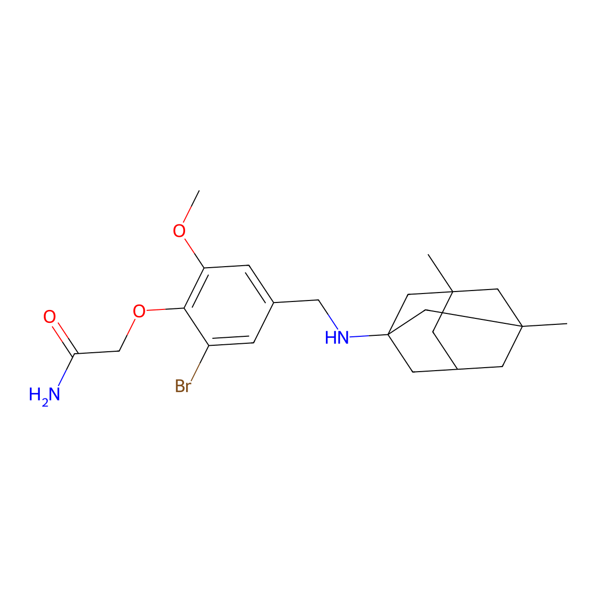 2-[2-Bromo-4-[[(3,5-dimethyl-1-adamantyl)amino]methyl]-6-methoxyphenoxy]acetamide molecular structure, CAS 796887-27-9