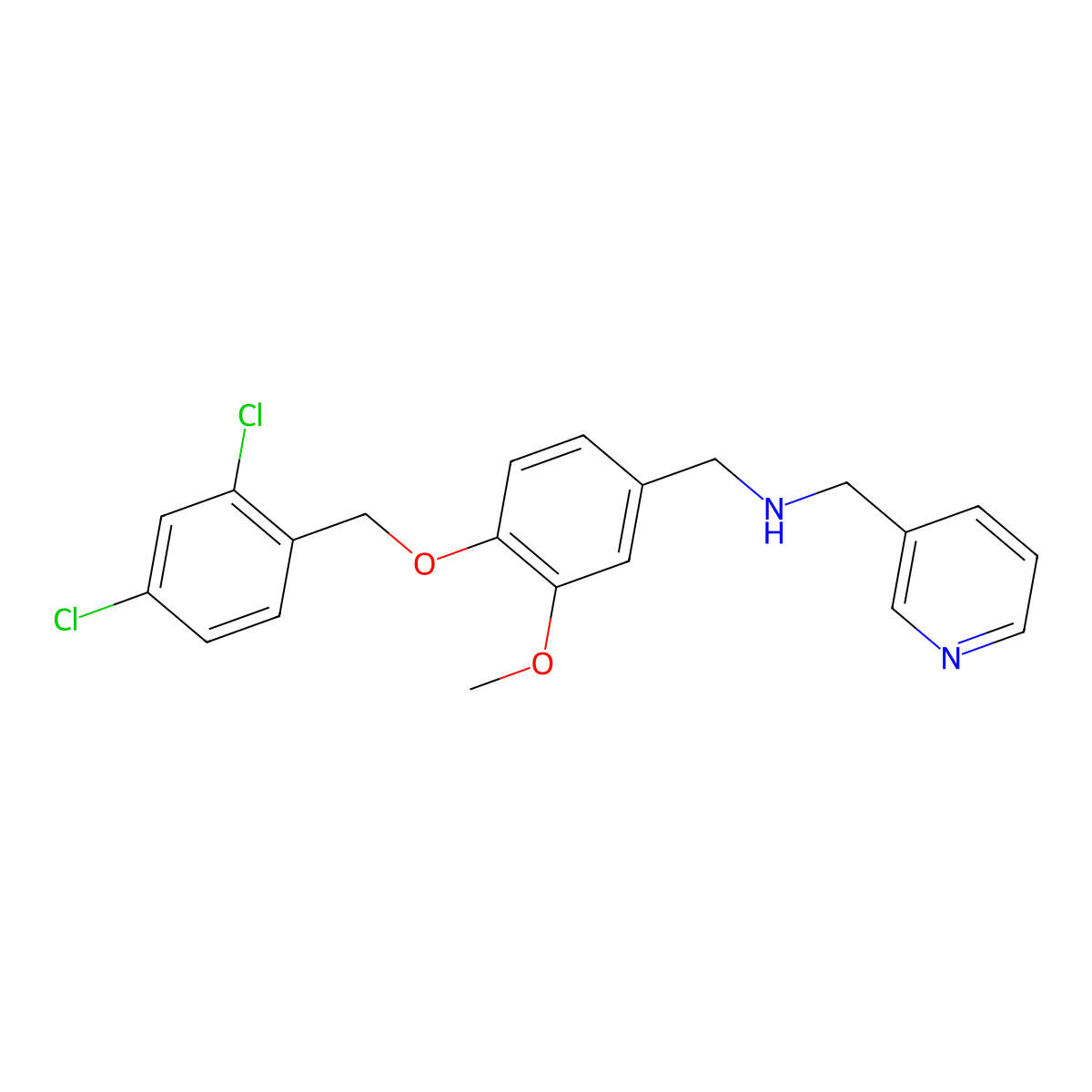 [4-(2,4-Dichloro-benzyloxy)-3-methoxy-benzyl]-pyridin-3-ylmethyl-amine molecular structure, CAS 796887-34-8