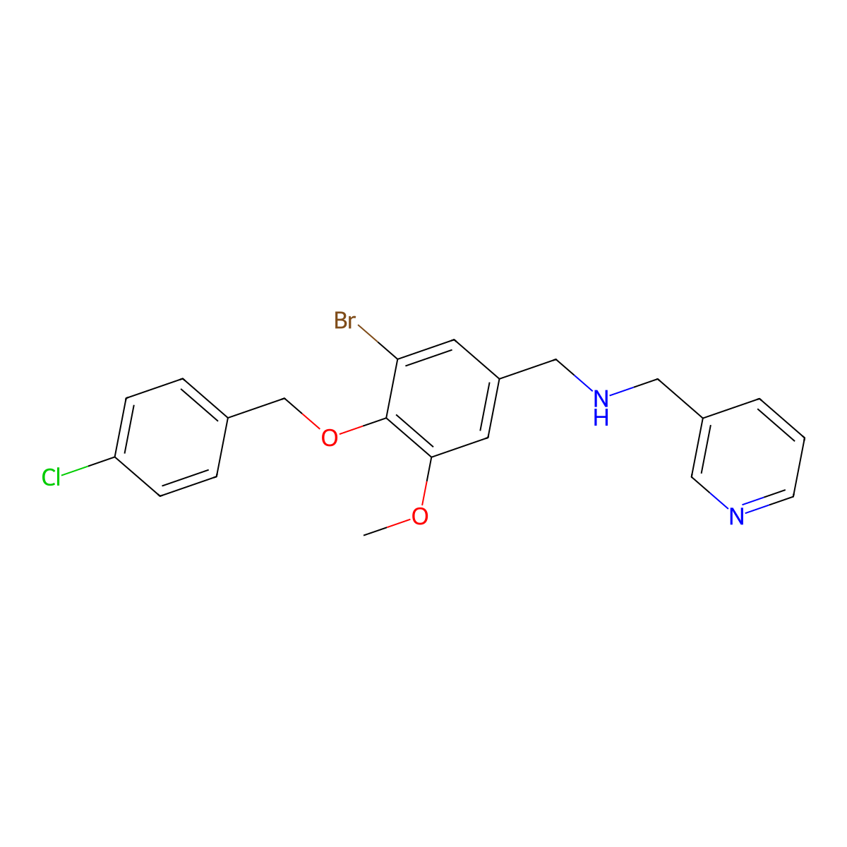N-{3-bromo-4-[(4-chlorobenzyl)oxy]-5-methoxybenzyl}-N-(3-pyridinylmethyl)amine molecular structure, CAS 796887-35-9