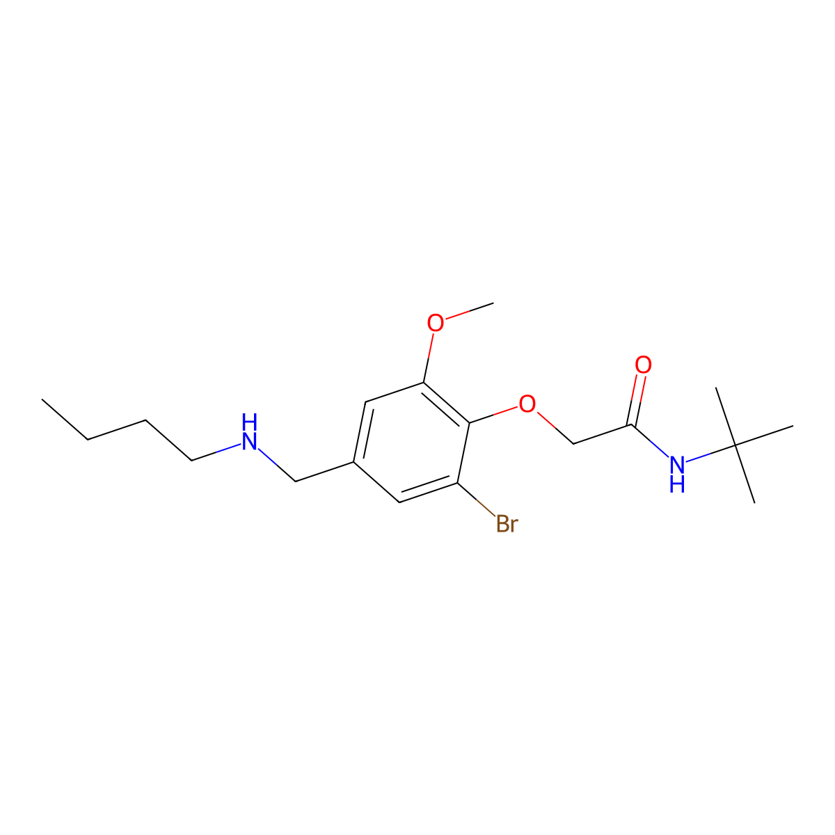 2-[2-bromo-4-(butylaminomethyl)-6-methoxyphenoxy]-N-tert-butylacetamide molecular structure, CAS 796887-42-8