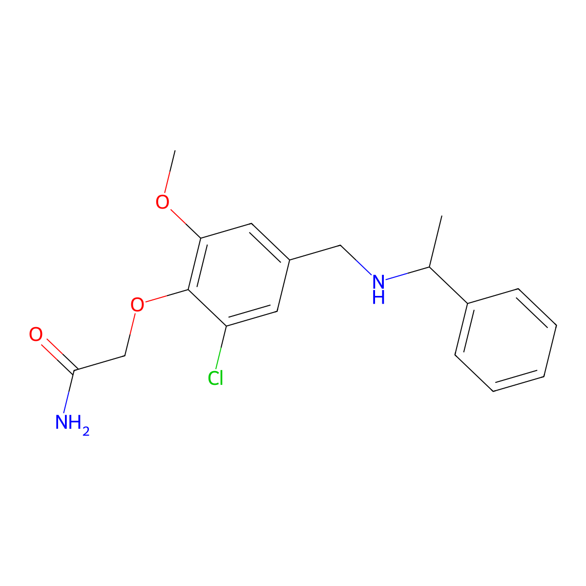 2-(2-Chloro-6-methoxy-4-{[(1-phenylethyl)amino]methyl}phenoxy)acetamide molecular structure, CAS 796887-44-0