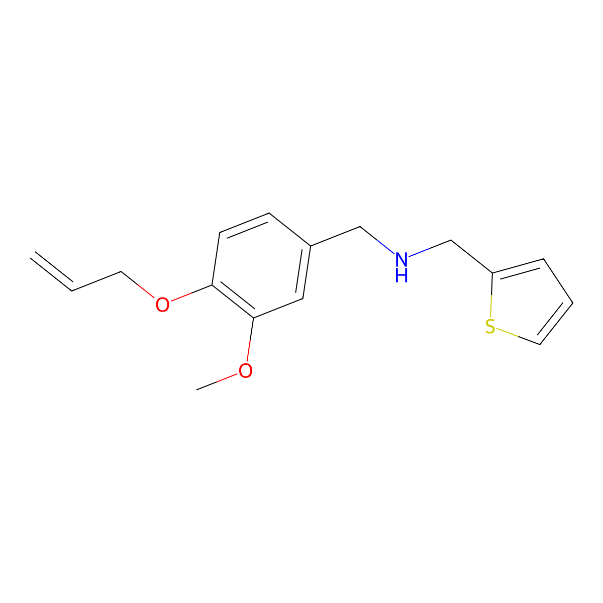 (4-Allyloxy-3-methoxy-benzyl)-thiophen-2-ylmethyl-amine molecular structure, CAS 796887-65-5