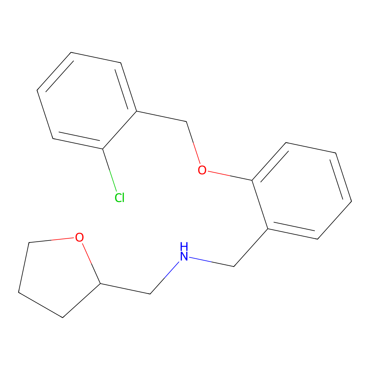 1-{2-[(2-chlorobenzyl)oxy]phenyl}-N-(tetrahydrofuran-2-ylmethyl)methanamine molecular structure, CAS 796887-69-9