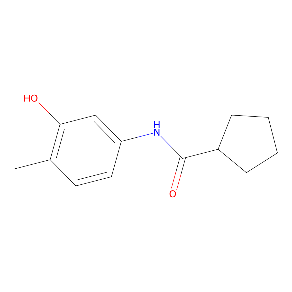 N-(3-hydroxy-4-methylphenyl)cyclopentanecarboxamide molecular structure, CAS 796887-76-8