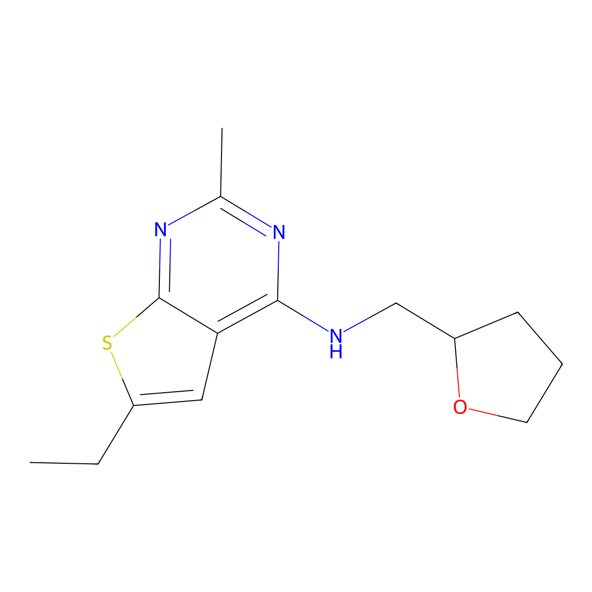 N-(6-ethyl-2-methylthieno[2,3-d]pyrimidin-4-yl)-N-(tetrahydro-2-furanylmethyl)amine molecular structure, CAS 796888-10-3