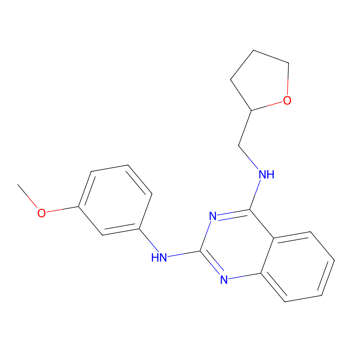 N2-(3-methoxyphenyl)-N4-((tetrahydrofuran-2-yl)methyl)quinazoline-2,4-diamine molecular structure, CAS 796888-12-5