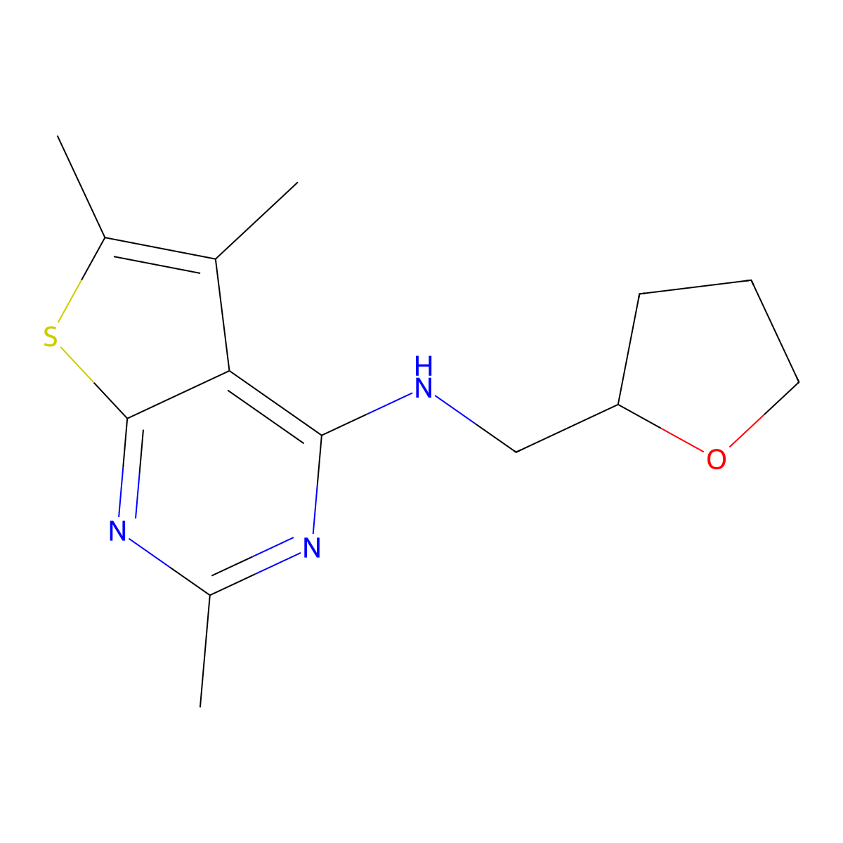 N-(tetrahydro-2-furanylmethyl)-N-(2,5,6-trimethylthieno[2,3-d]pyrimidin-4-yl)amine molecular structure, CAS 796888-16-9