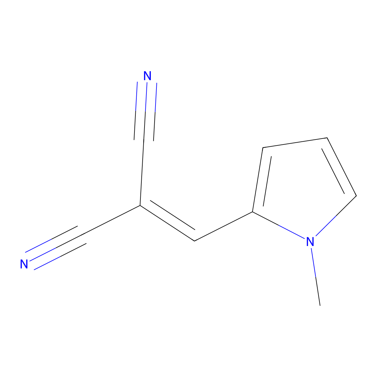 Malononitrile, (1-methylpyrrol-2-ylmethylene)- molecular structure, CAS 79691-33-1