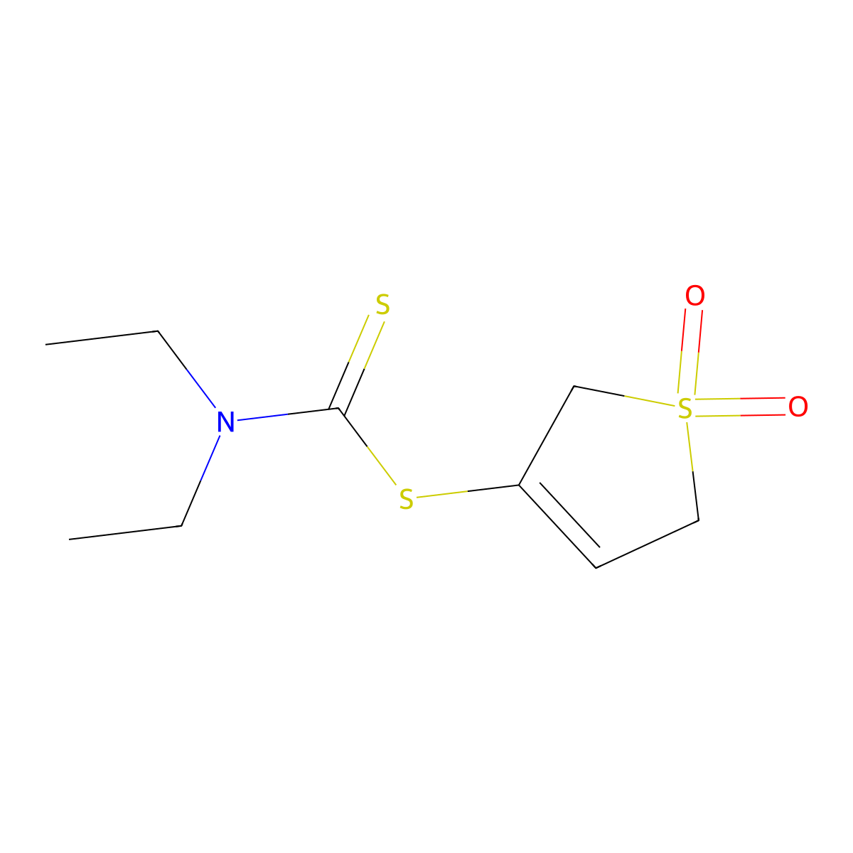 (1,1-dioxo-2,5-dihydrothiophen-3-yl) N,N-diethylcarbamodithioate molecular structure, CAS 79691-59-1