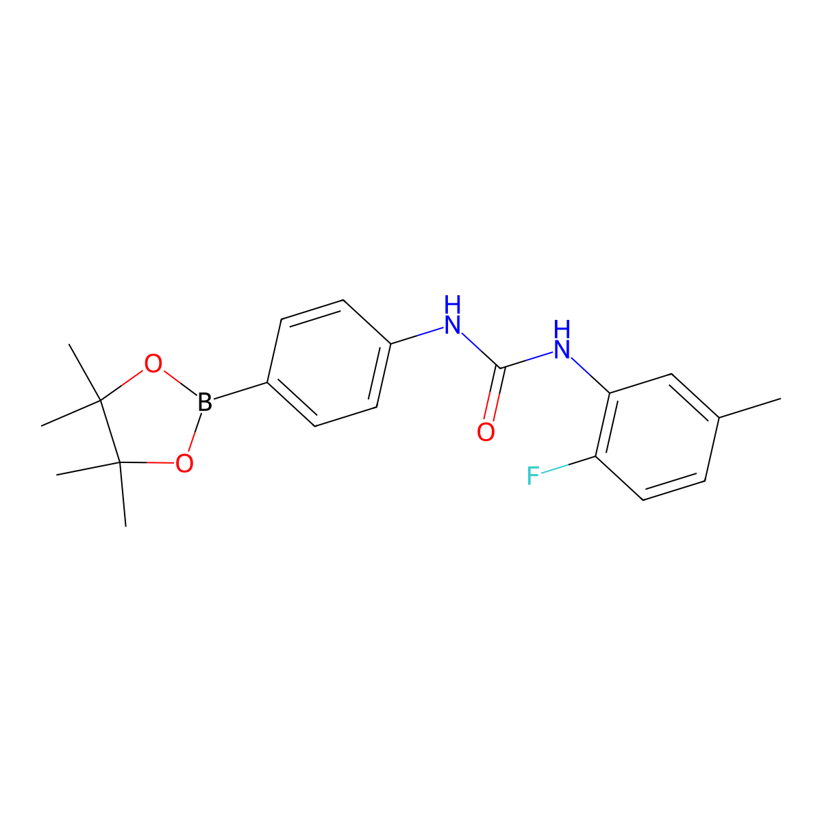 1-(2-Fluoro-5-methylphenyl)-3-(4-(4,4,5,5-tetramethyl-1,3,2-dioxaborolan-2-yl)phenyl)urea molecular structure, CAS 796967-18-5
