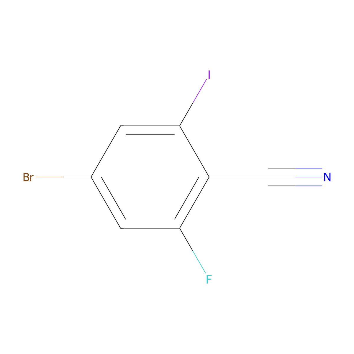 4-Bromo-2-fluoro-6-iodobenzonitrile molecular structure, CAS 796968-89-3