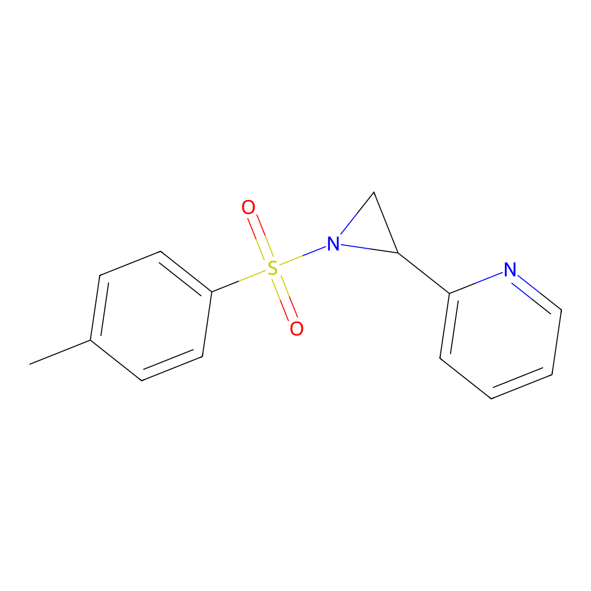 Aziridine, 1-[(4-methylphenyl)sulfonyl]-2-(2-pyridinyl)- molecular structure, CAS 796975-18-3