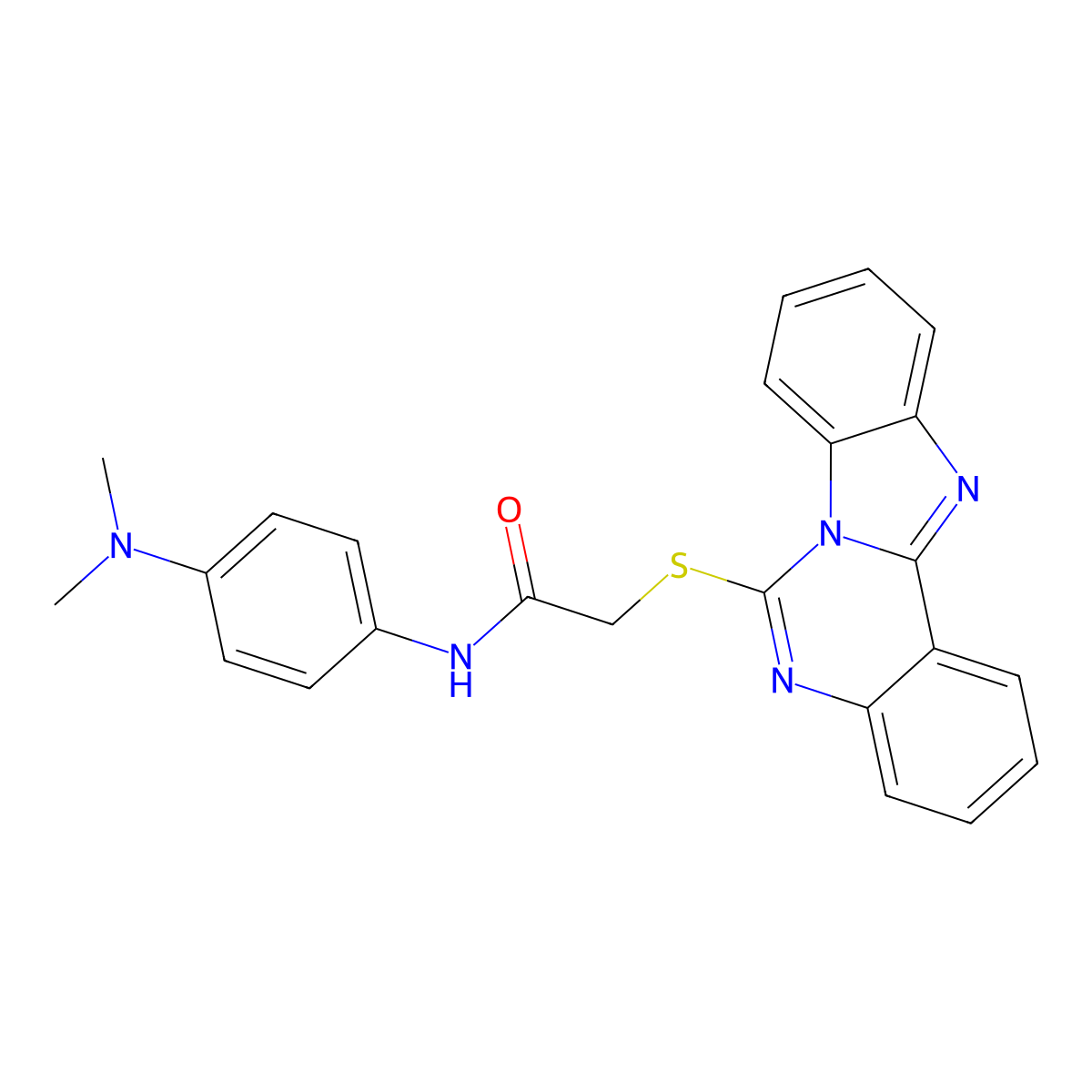 N-[4-(dimethylamino)phenyl]-2-{8,10,17-triazatetracyclo[8.7.0.0^{2,7}.0^{11,16}]heptadeca-1(17),2,4,6,8,11(16),12,14-octaen-9-ylsulfanyl}acetamide molecular structure, CAS 796977-45-2