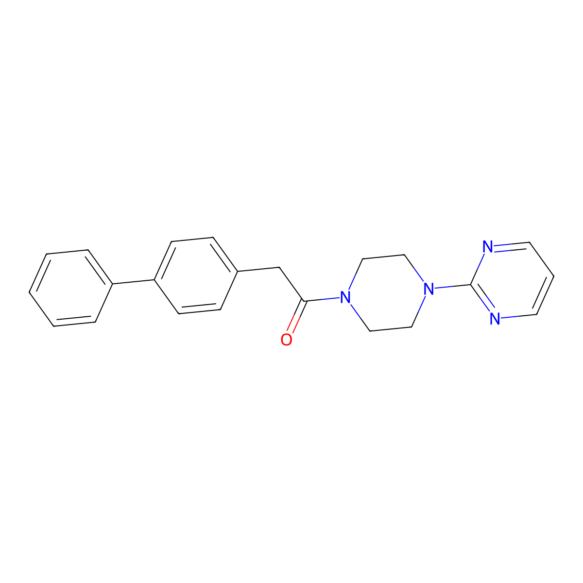 2-([1,1'-Biphenyl]-4-yl)-1-(4-(pyrimidin-2-yl)piperazin-1-yl)ethan-1-one molecular structure, CAS 796977-98-5