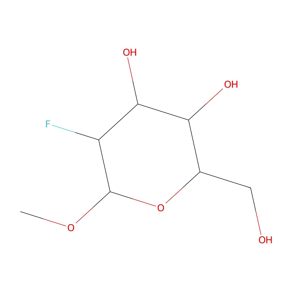 Methyl 2-deoxy-2-fluoro-D-galactopyranoside molecular structure, CAS 79698-13-8