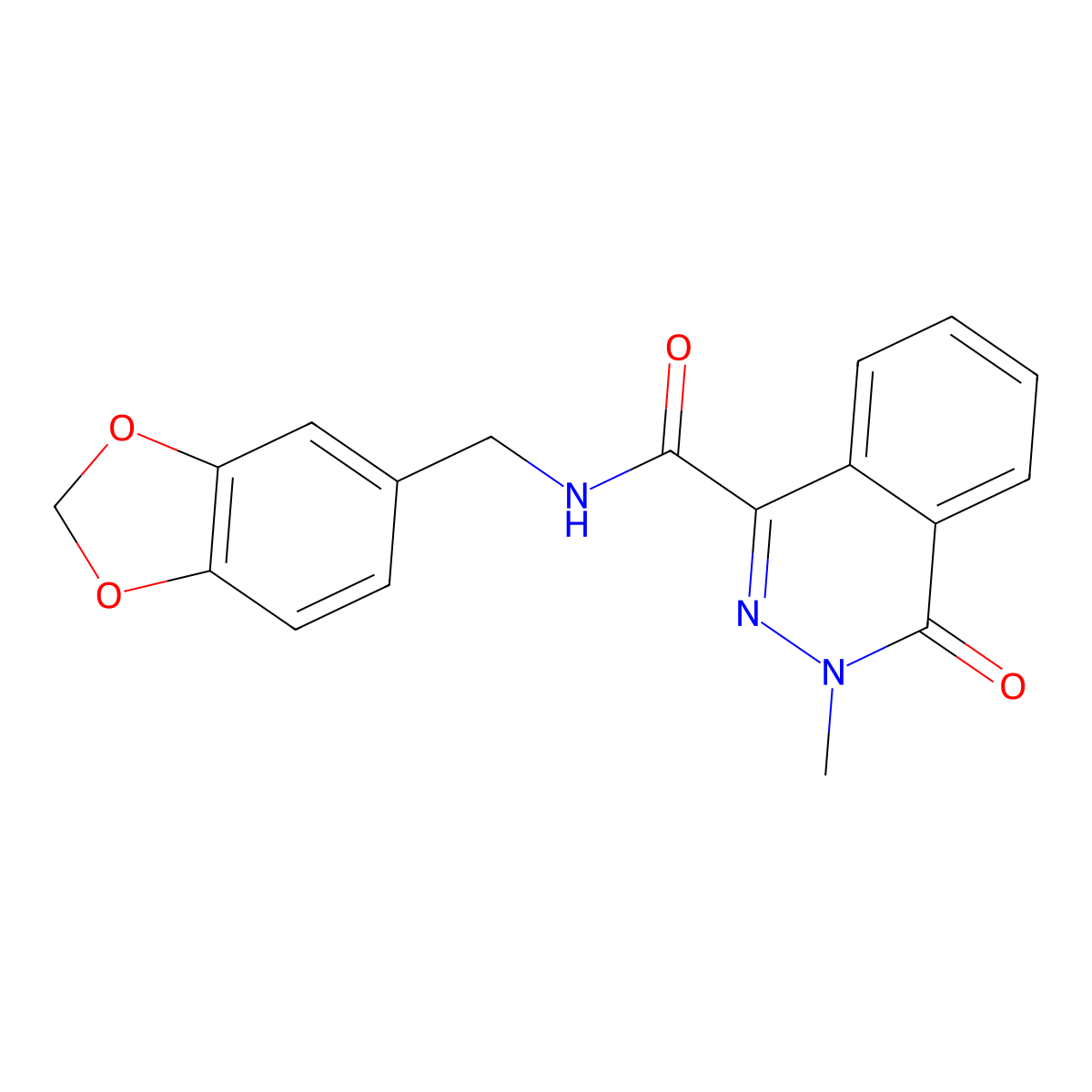 N-(1,3-benzodioxol-5-ylmethyl)-3-methyl-4-oxo-3,4-dihydro-1-phthalazinecarboxamide molecular structure, CAS 796990-69-7