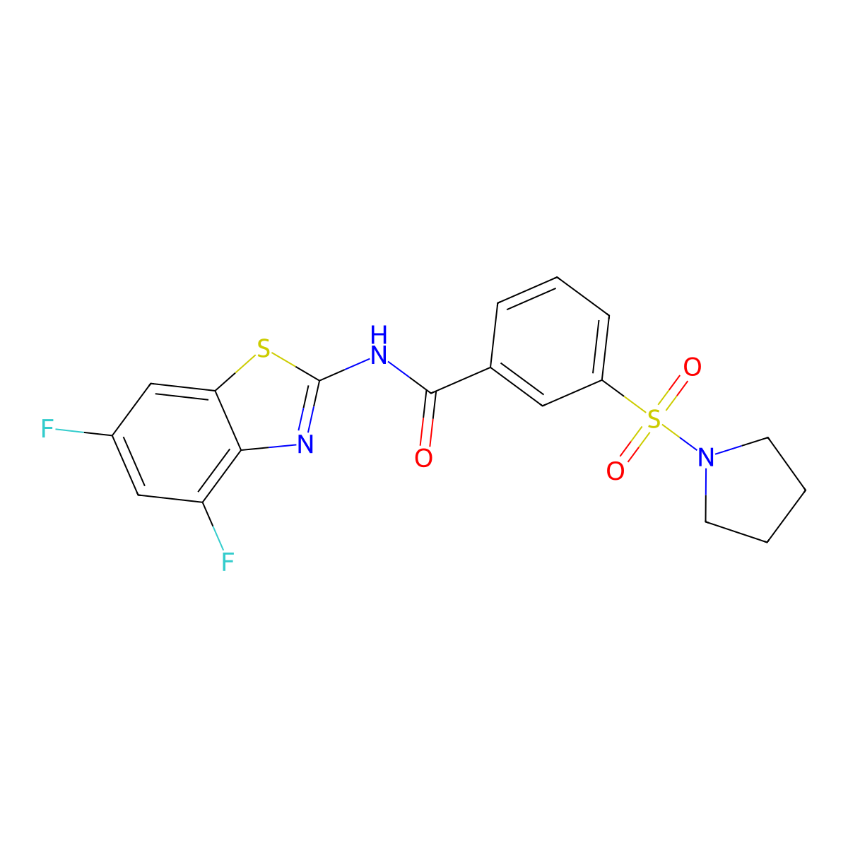N-(4,6-difluorobenzo[d]thiazol-2-yl)-3-(pyrrolidin-1-ylsulfonyl)benzamide molecular structure, CAS 796992-25-1