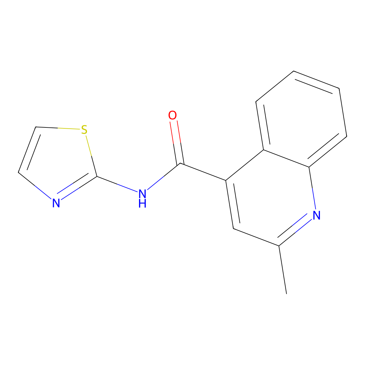 2-methyl-N-(1,3-thiazol-2-yl)quinoline-4-carboxamide molecular structure, CAS 797001-08-2