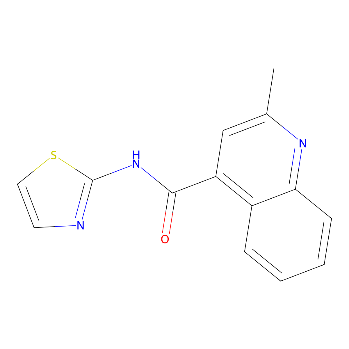2-methyl-N-(1,3-thiazol-2-yl)quinoline-4-carboxamide molecular structure, CAS 797001-08-2