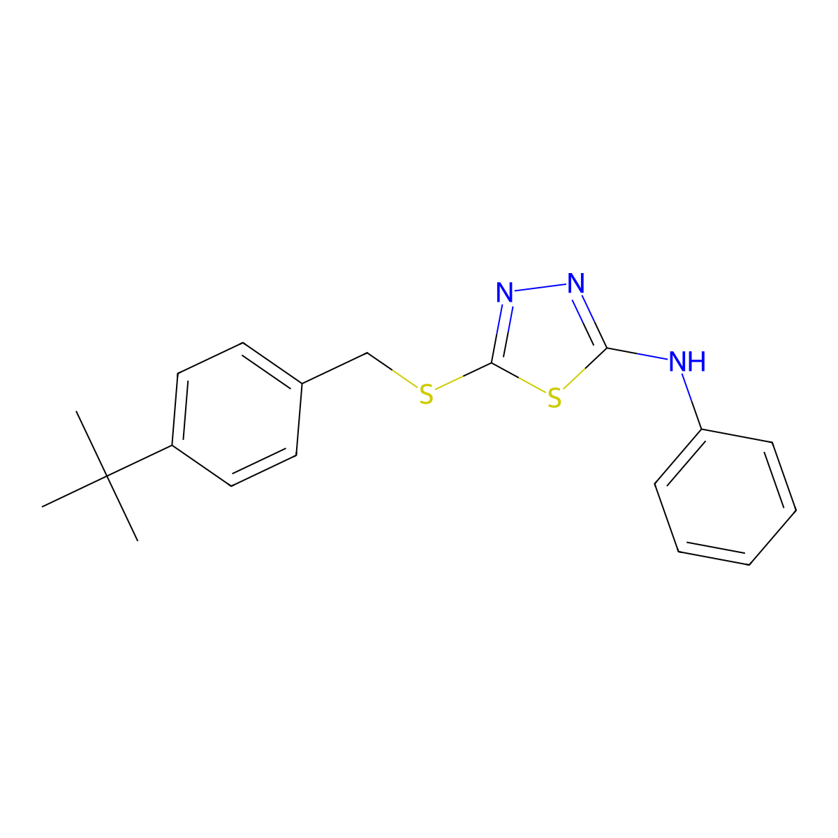5-{[4-(tert-butyl)benzyl]sulfanyl}-N-phenyl-1,3,4-thiadiazol-2-amine molecular structure, CAS 797001-63-9
