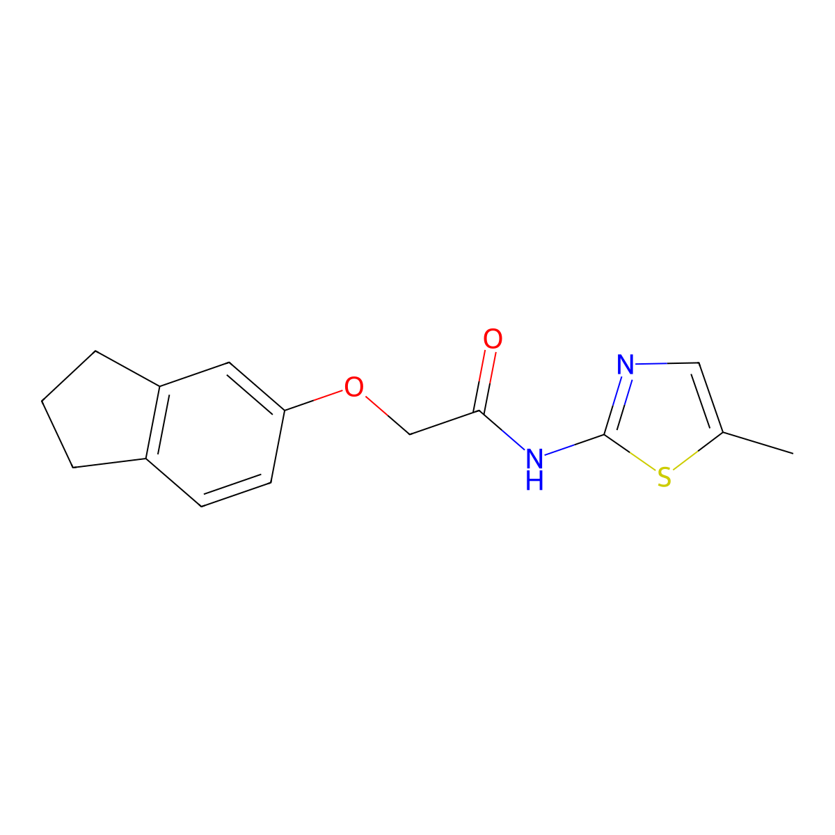 2-(2,3-dihydro-1H-inden-5-yloxy)-N-(5-methyl-1,3-thiazol-2-yl)acetamide molecular structure, CAS 797011-91-7