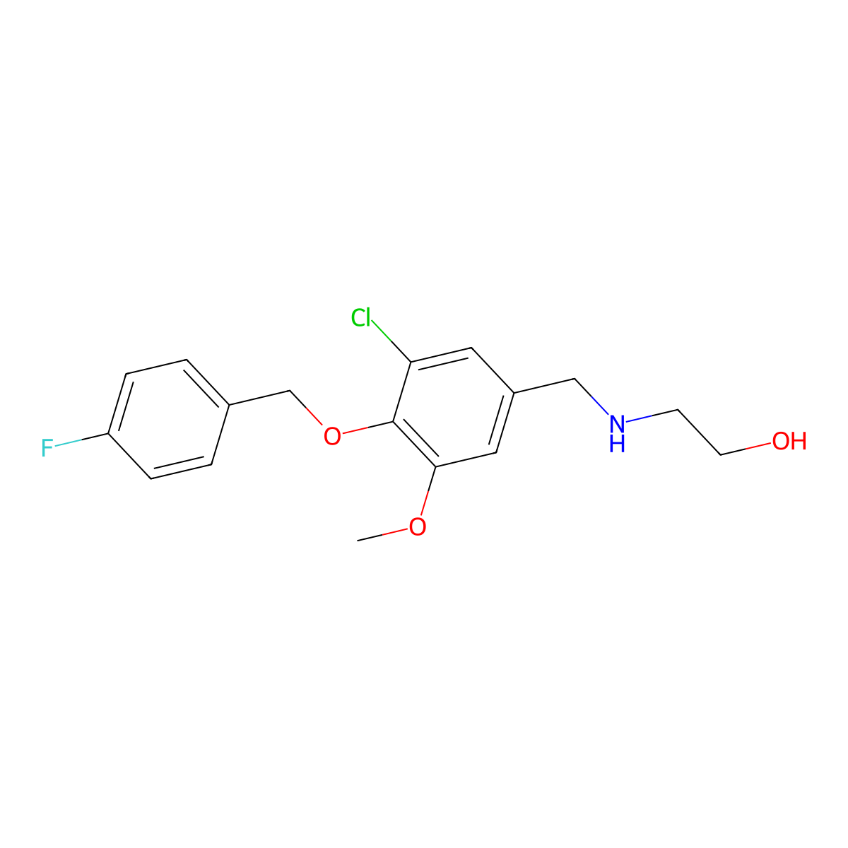 2-({3-Chloro-4-[(4-fluorobenzyl)oxy]-5-methoxybenzyl}amino)ethanol molecular structure, CAS 797012-68-1