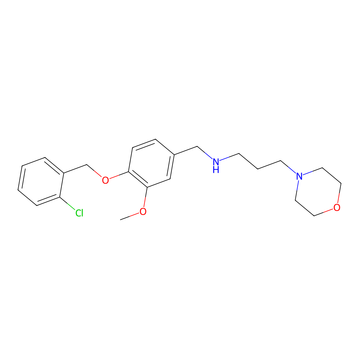 N-[[4-[(2-chlorophenyl)methoxy]-3-methoxyphenyl]methyl]-3-morpholin-4-ylpropan-1-amine molecular structure, CAS 797012-74-9