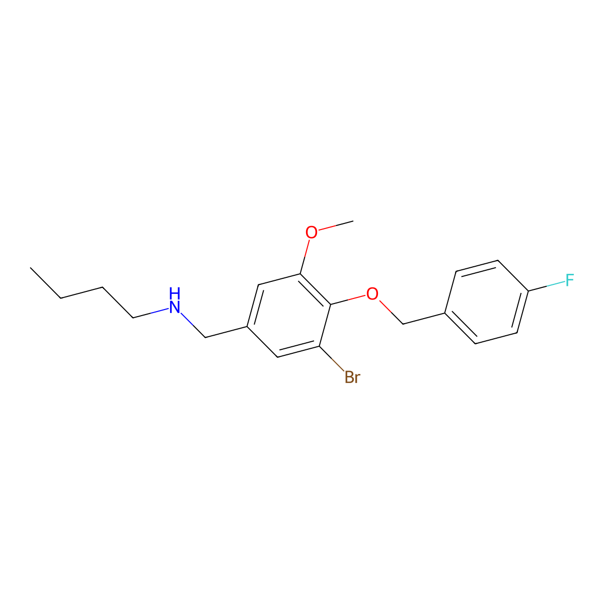 N-{3-bromo-4-[(4-fluorobenzyl)oxy]-5-methoxybenzyl}butan-1-amine molecular structure, CAS 797012-75-0