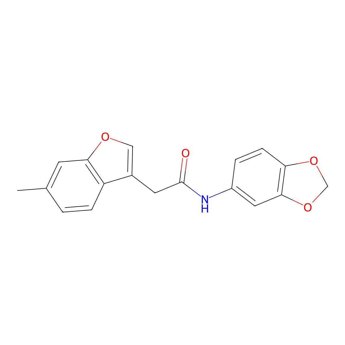N-(2H-1,3-benzodioxol-5-yl)-2-(6-methyl-1-benzofuran-3-yl)acetamide molecular structure, CAS 797012-82-9