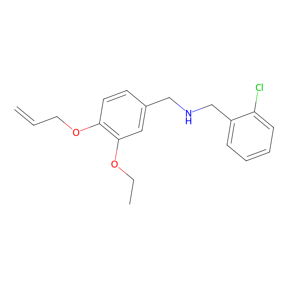 N-[4-(allyloxy)-3-ethoxybenzyl]-N-(2-chlorobenzyl)amine molecular structure, CAS 797012-91-0