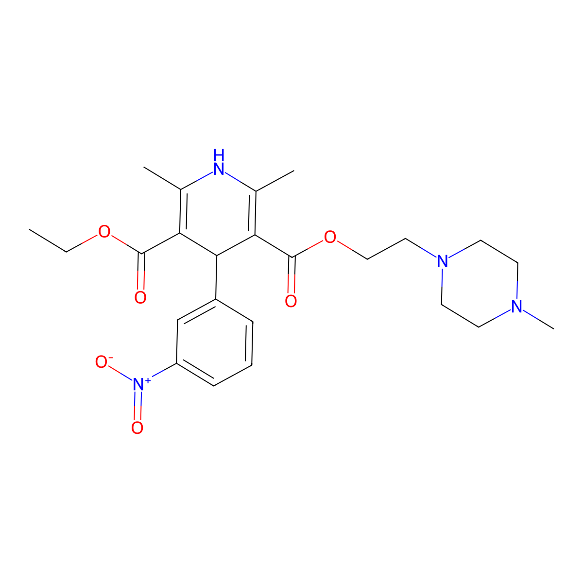 3-O-ethyl 5-O-[2-(4-methylpiperazin-1-yl)ethyl] 2,6-dimethyl-4-(3-nitrophenyl)-1,4-dihydropyridine-3,5-dicarboxylate molecular structure, CAS 797013-83-3