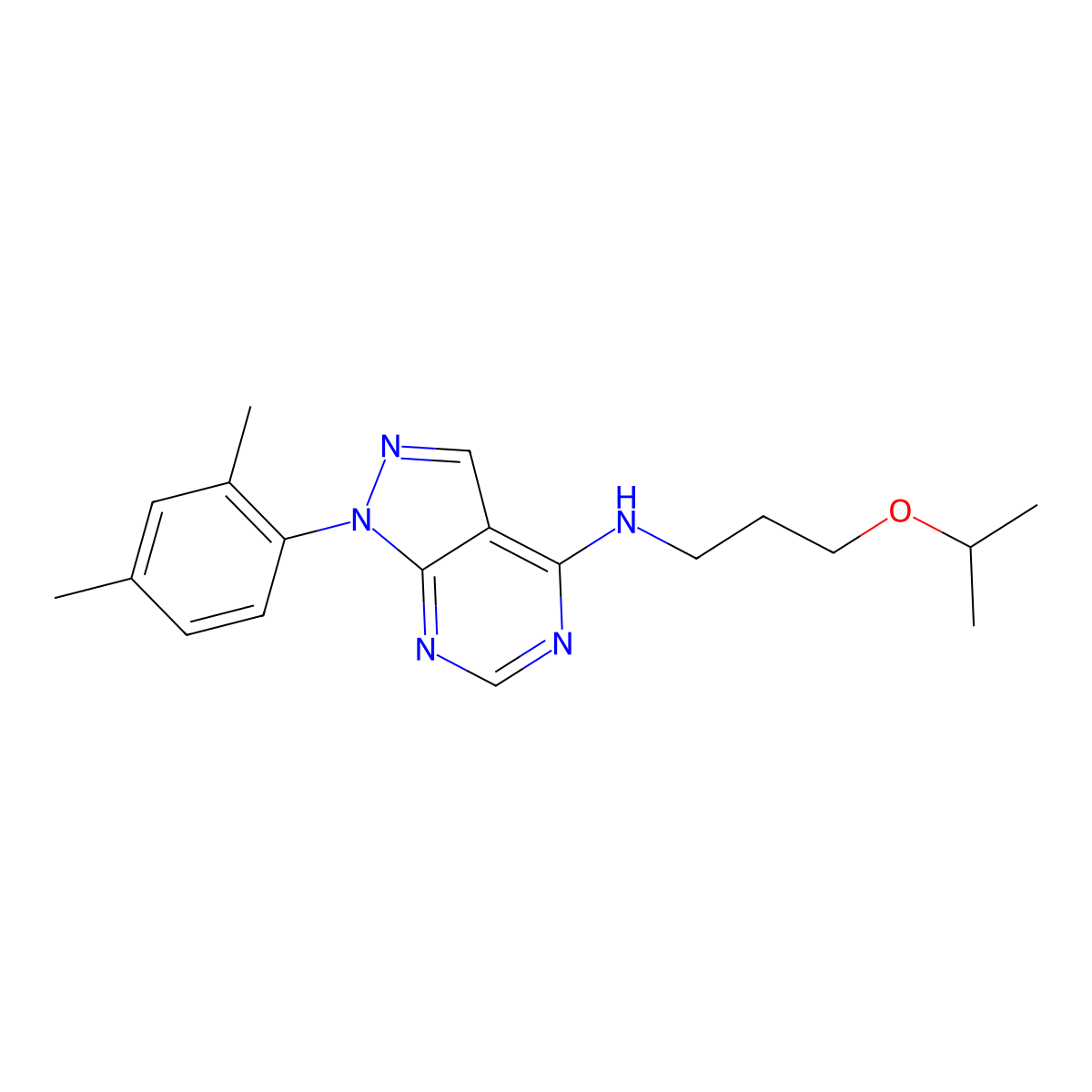 [1-(2,4-Dimethylphenyl)pyrazolo[4,5-e]pyrimidin-4-yl][3-(methylethoxy)propyl]a mine molecular structure, CAS 797014-64-3