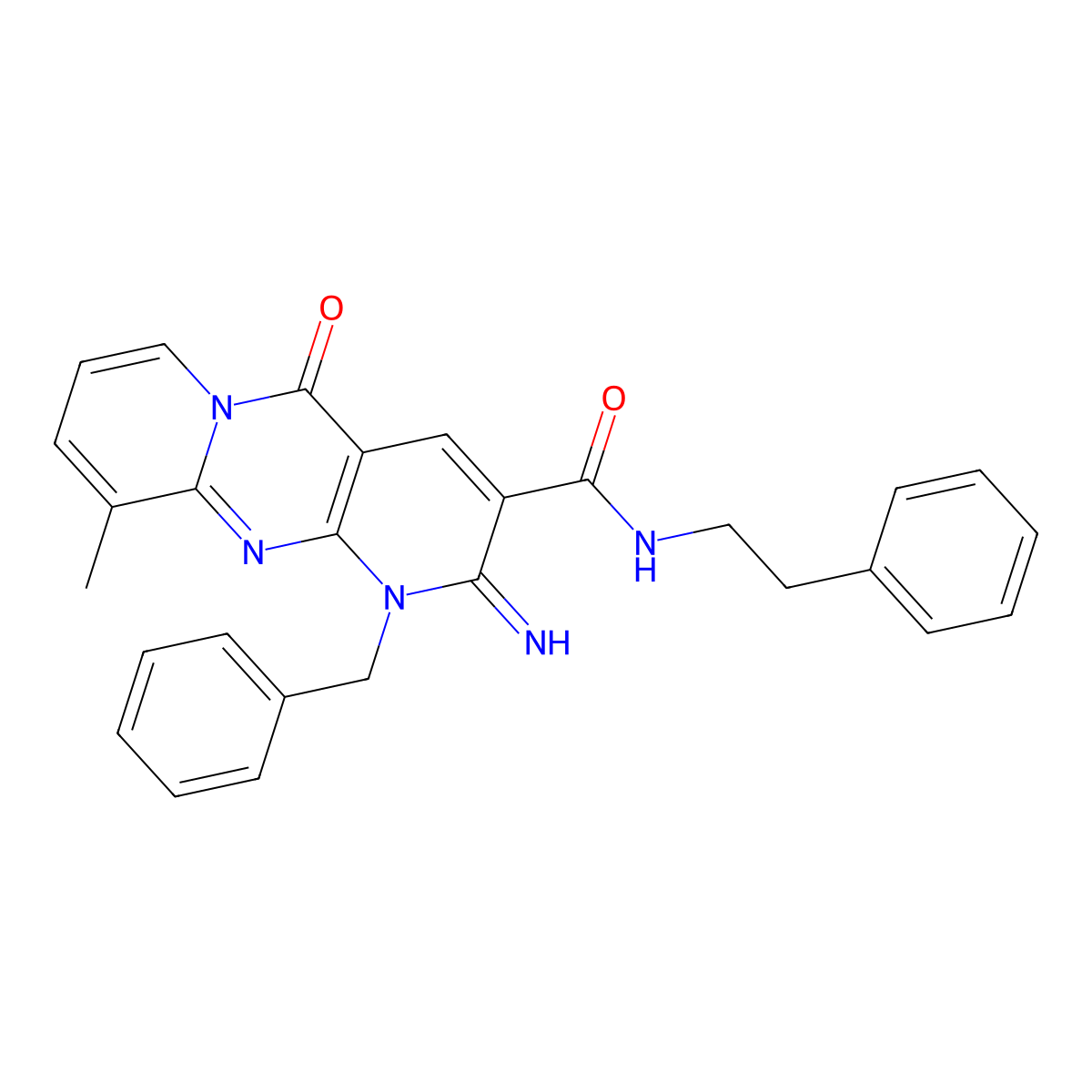 [2-imino-10-methyl-5-oxo-1-benzyl(1,6-dihydropyridino[2,3-d]pyridino[1,2-a]pyr imidin-3-yl)]-N-(2-phenylethyl)carboxamide molecular structure, CAS 797015-12-4