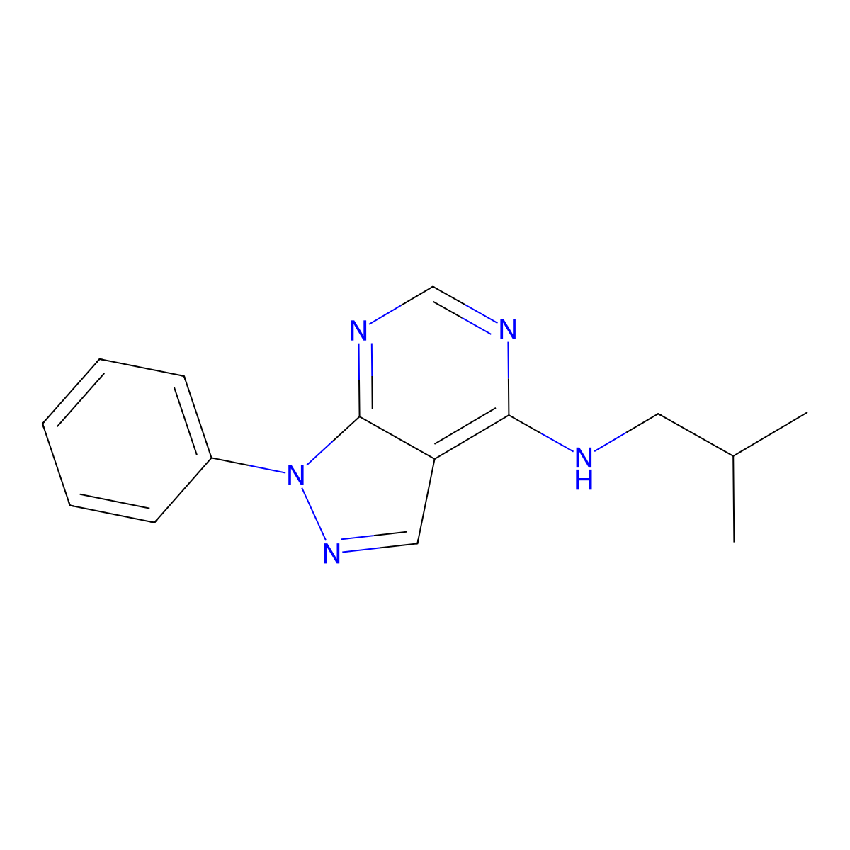 N-(2-methylpropyl)-1-phenylpyrazolo[3,4-d]pyrimidin-4-amine molecular structure, CAS 797016-05-8
