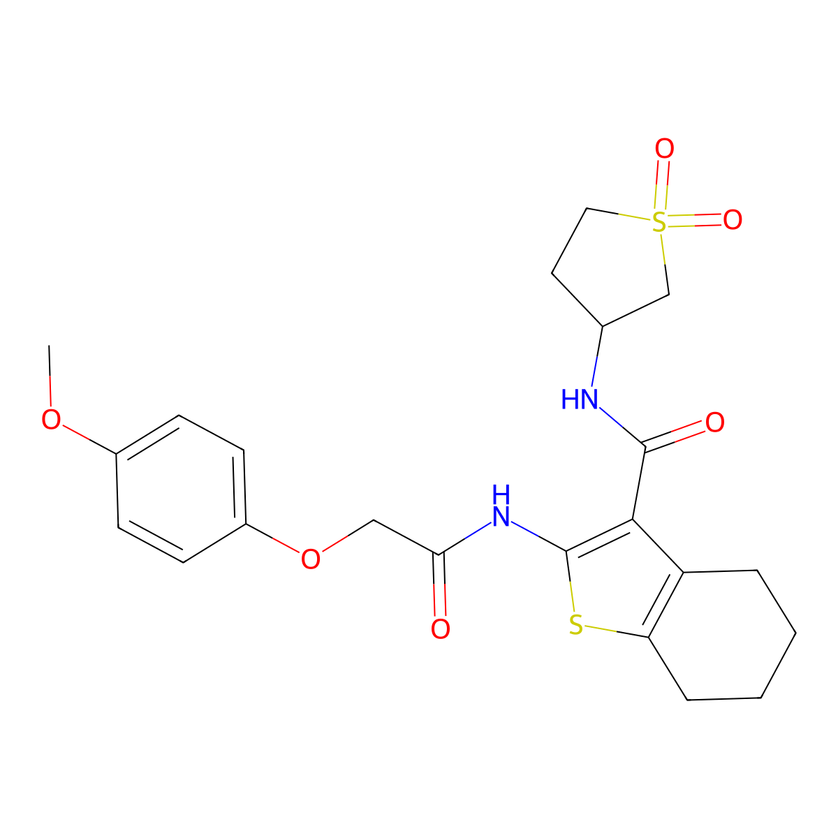 N-(1,1-dioxidotetrahydrothiophen-3-yl)-2-{[(4-methoxyphenoxy)acetyl]amino}-4,5,6,7-tetrahydro-1-benzothiophene-3-carboxamide molecular structure, CAS 797016-33-2
