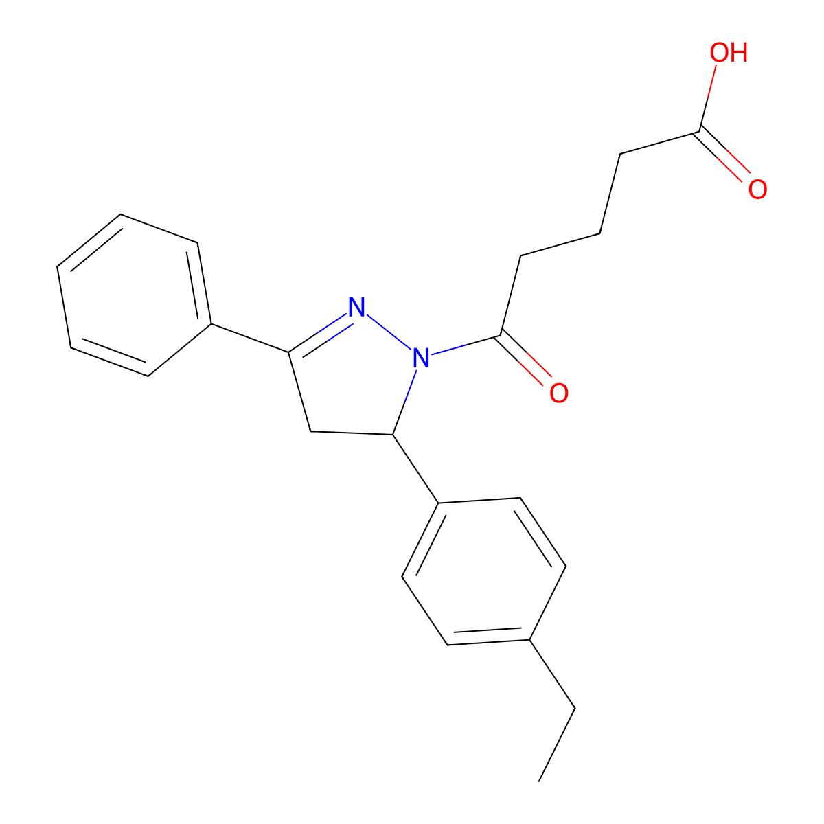 5-[5-(4-ethylphenyl)-3-phenyl-4,5-dihydro-1H-pyrazol-1-yl]-5-oxopentanoic acid molecular structure, CAS 797016-69-4