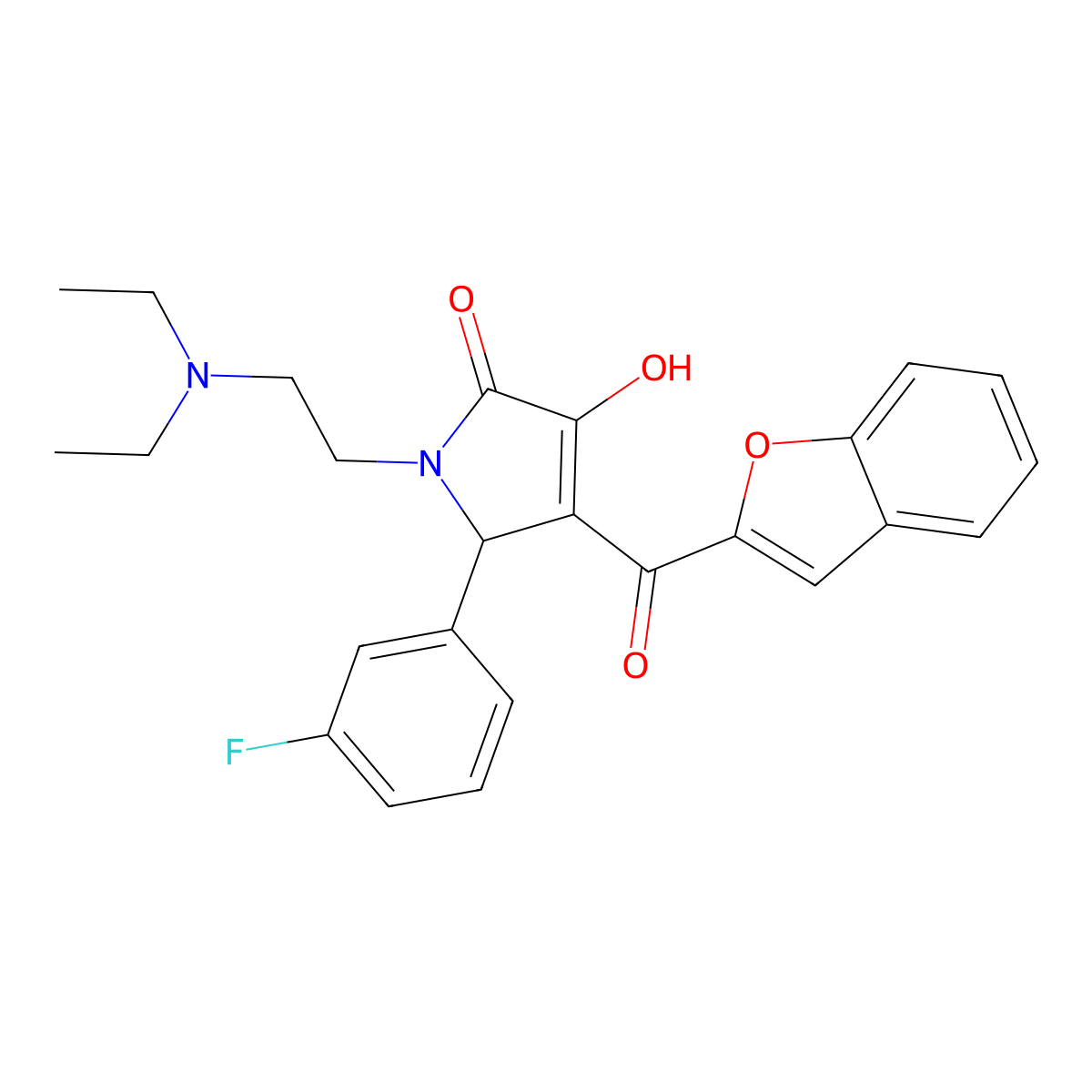 4-(1-benzofuran-2-ylcarbonyl)-1-[2-(diethylamino)ethyl]-5-(3-fluorophenyl)-3-hydroxy-1,5-dihydro-2H-pyrrol-2-one molecular structure, CAS 797017-07-3