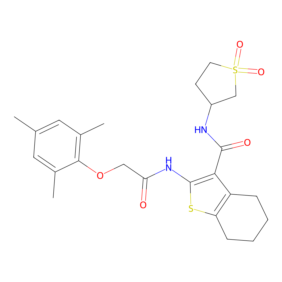 N-(1,1-dioxidotetrahydrothiophen-3-yl)-2-{[(2,4,6-trimethylphenoxy)acetyl]amino}-4,5,6,7-tetrahydro-1-benzothiophene-3-carboxamide molecular structure, CAS 797017-28-8