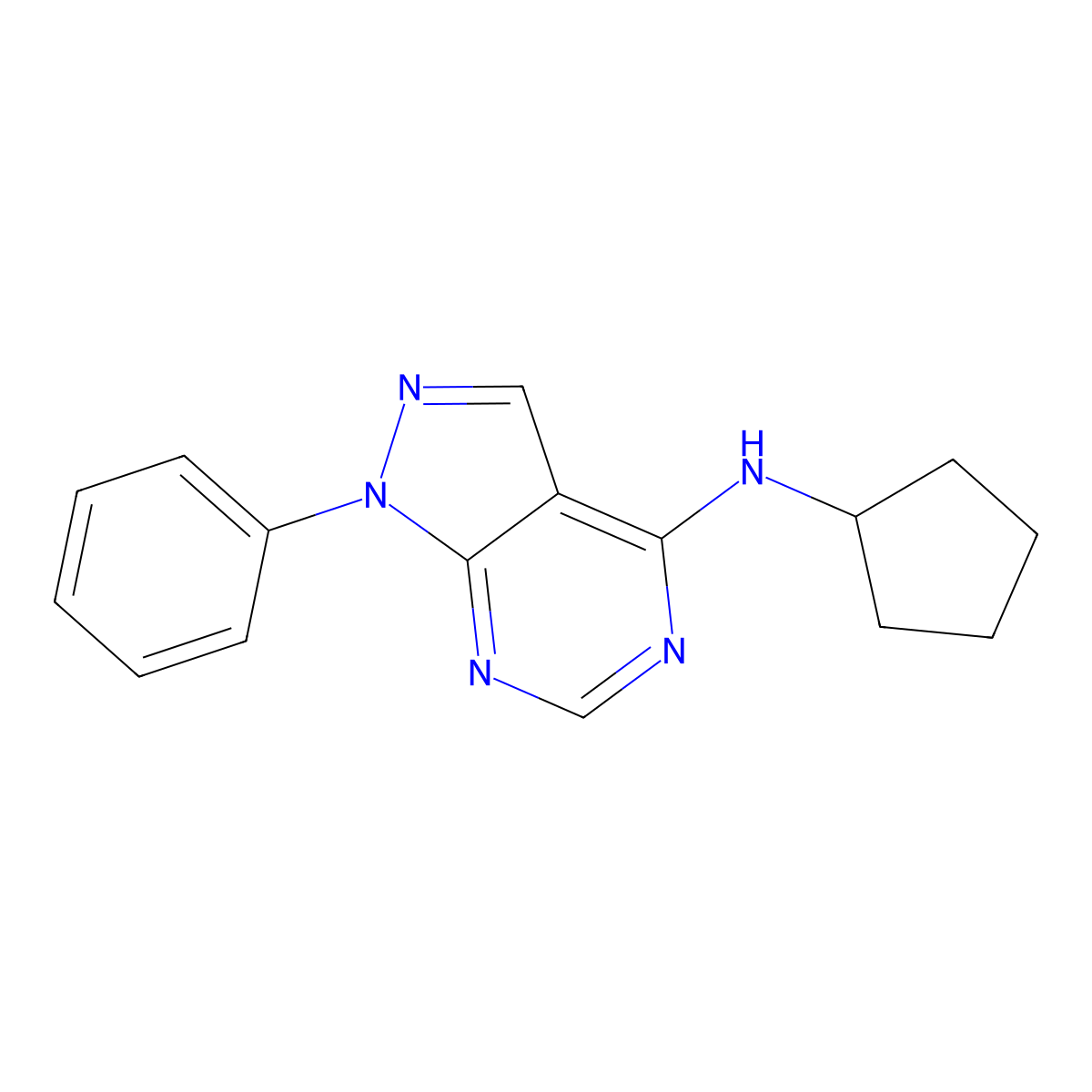 N-cyclopentyl-1-phenyl-1H-pyrazolo[3,4-d]pyrimidin-4-amine molecular structure, CAS 797018-11-2