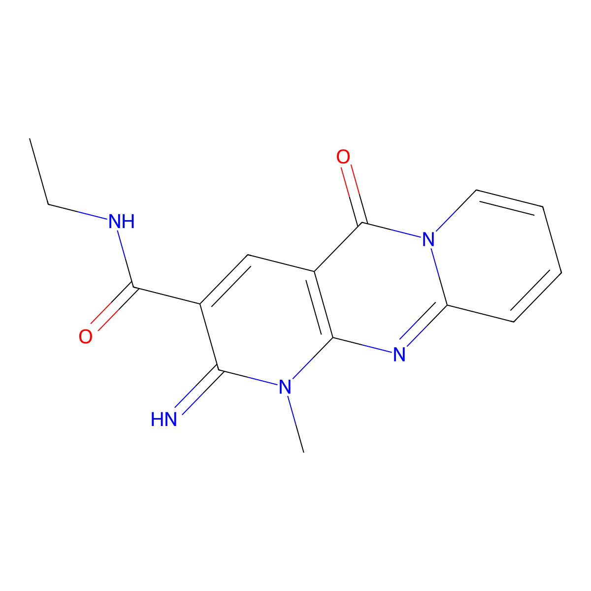 N-ethyl(2-imino-1-methyl-5-oxo(1,6-dihydropyridino[1,2-a]pyridino[2,3-d]pyrimi din-3-yl))carboxamide molecular structure, CAS 797018-40-7