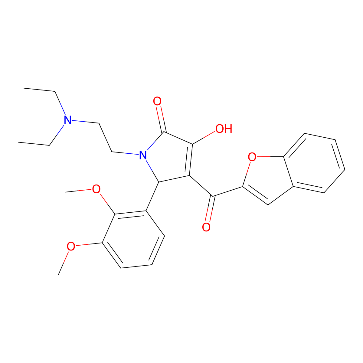 4-(1-benzofuran-2-ylcarbonyl)-1-[2-(diethylamino)ethyl]-5-(2,3-dimethoxyphenyl)-3-hydroxy-1,5-dihydro-2H-pyrrol-2-one molecular structure, CAS 797019-34-2