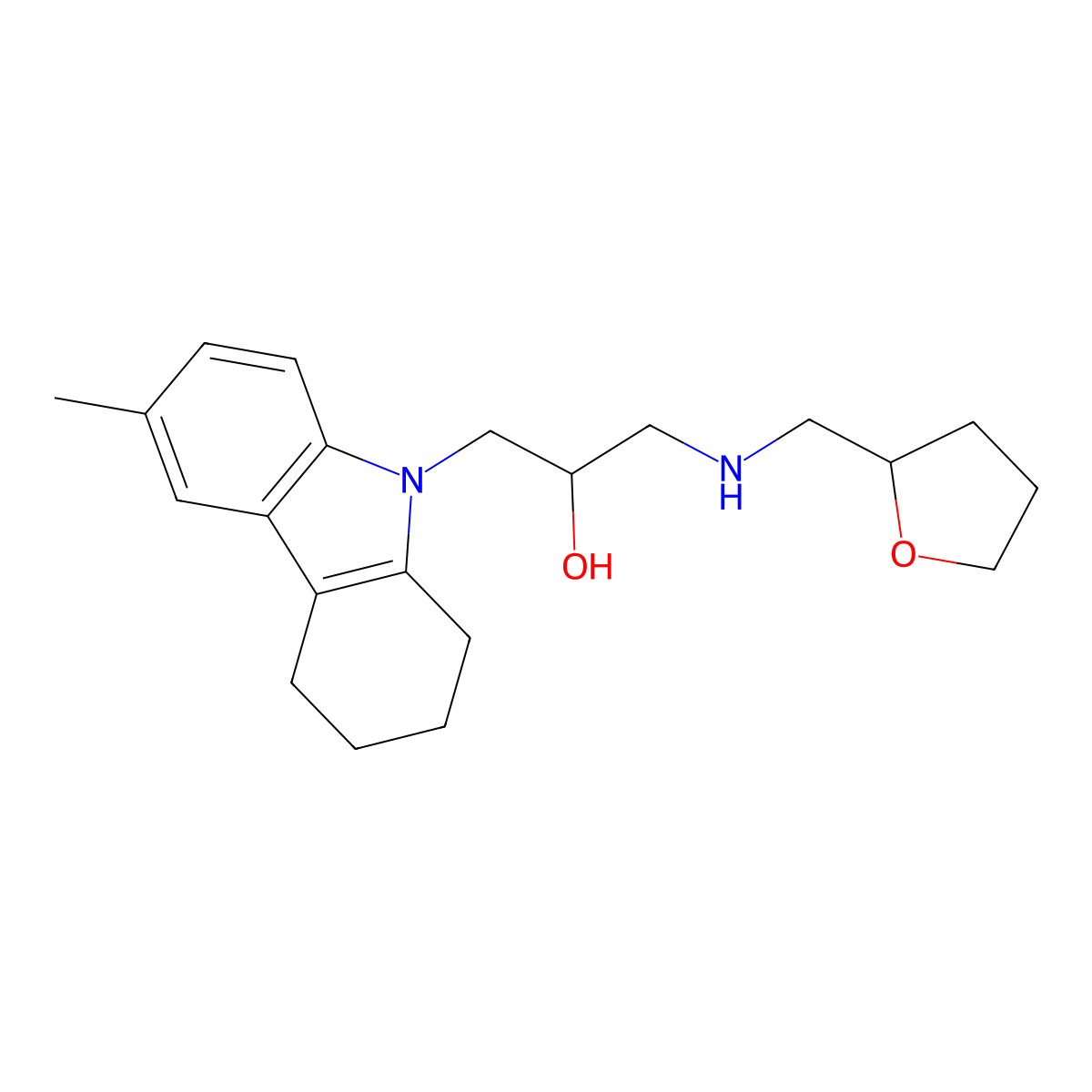 1-(6-methyl-1,2,3,4-tetrahydro-9H-carbazol-9-yl)-3-[(tetrahydrofuran-2-ylmethyl)amino]propan-2-ol molecular structure, CAS 797027-31-7