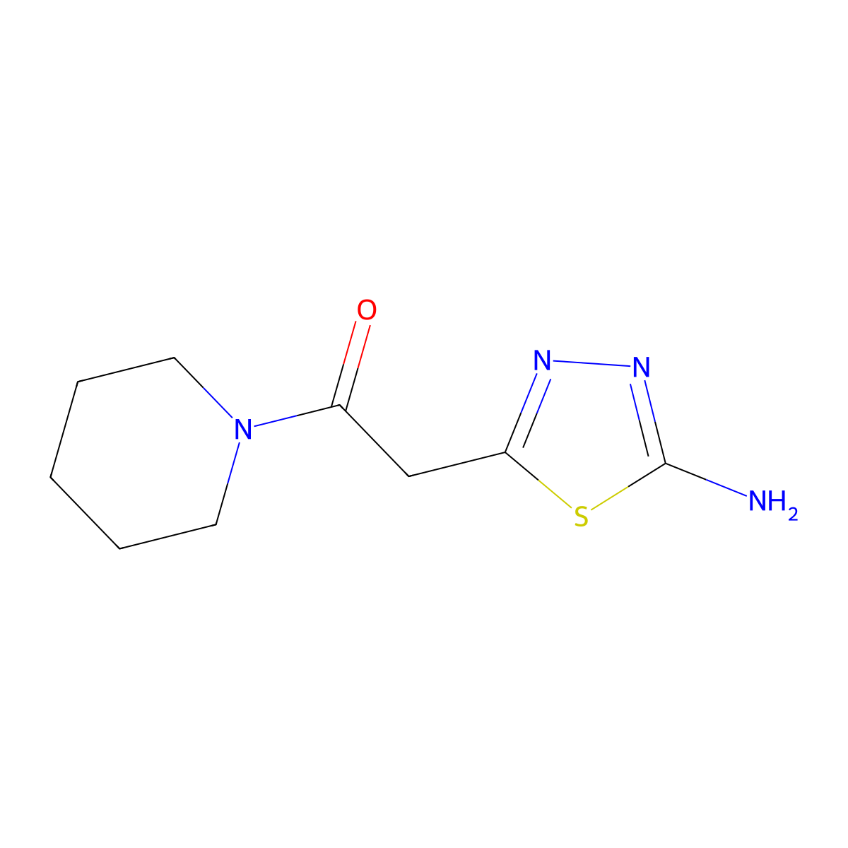 2-(5-Amino-[1,3,4]thiadiazol-2-yl)-1-piperidin-1-yl-ethanone molecular structure, CAS 797027-61-3