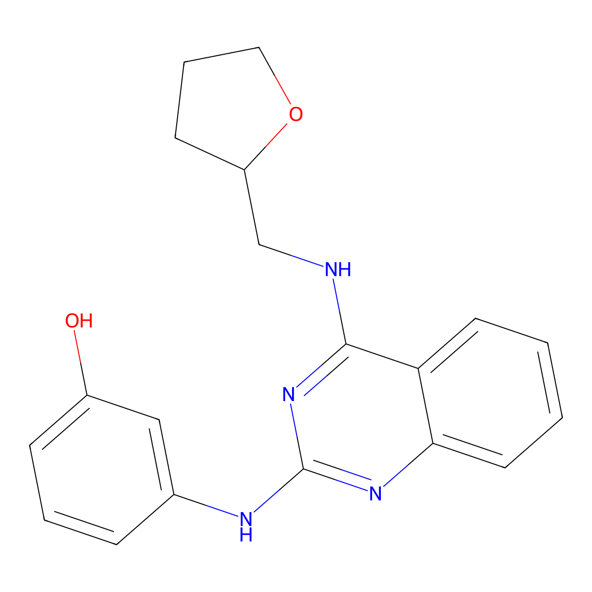 3-(4-((Tetrahydrofuran-2-Yl)Methylamino)Quinazolin-2-Ylamino)Phenol molecular structure, CAS 797027-80-6